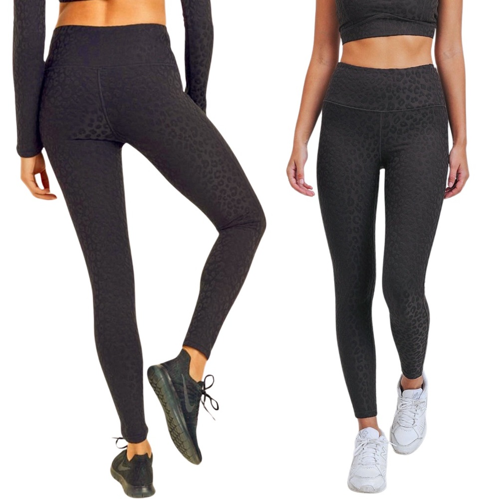 *BOUTIQUE* MONO‎ B. Jacquard Blackout Leopard Print TACTEL Leggings